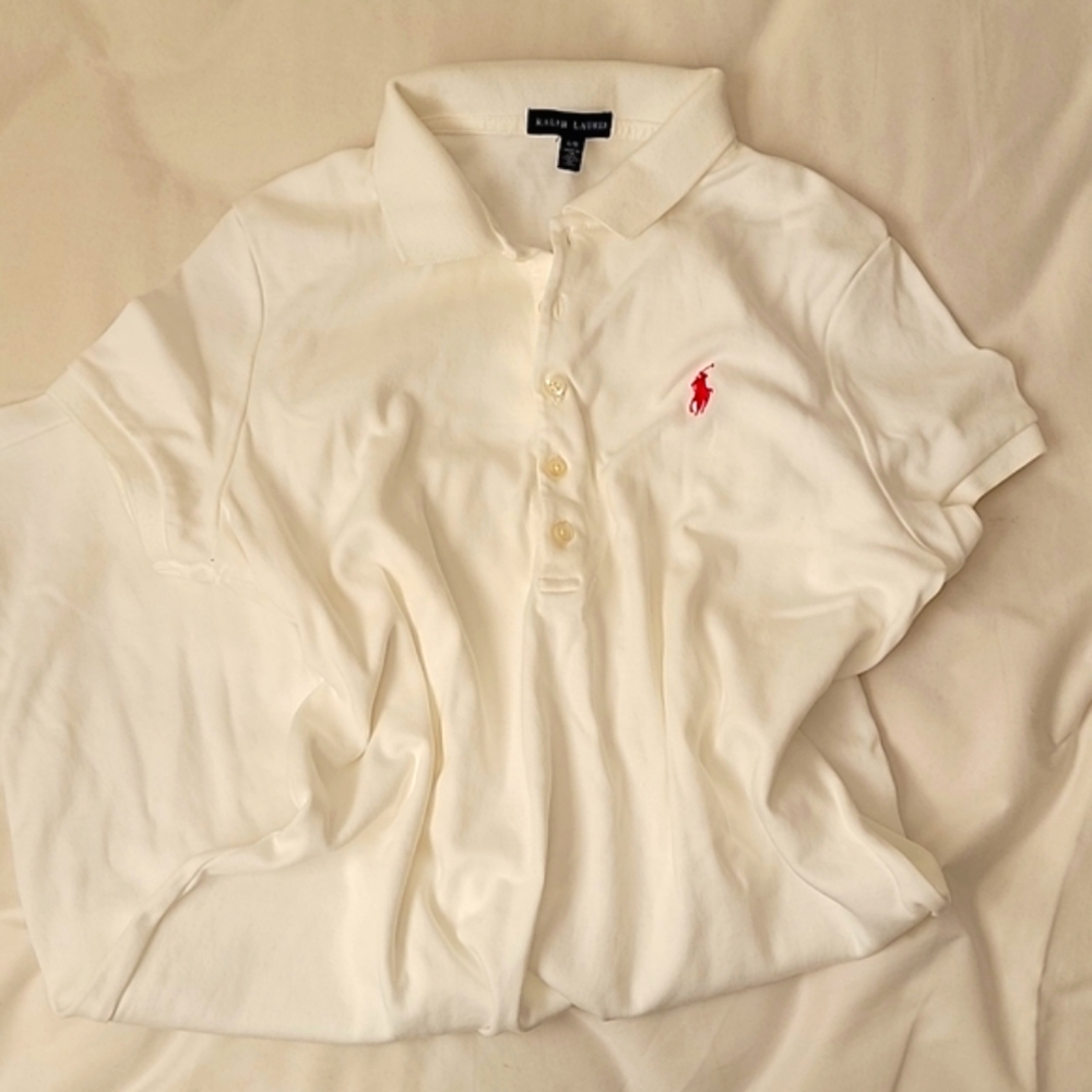 Ralph Lauren Cotton White T Shirt Midi Dress Split Hem Women's Large